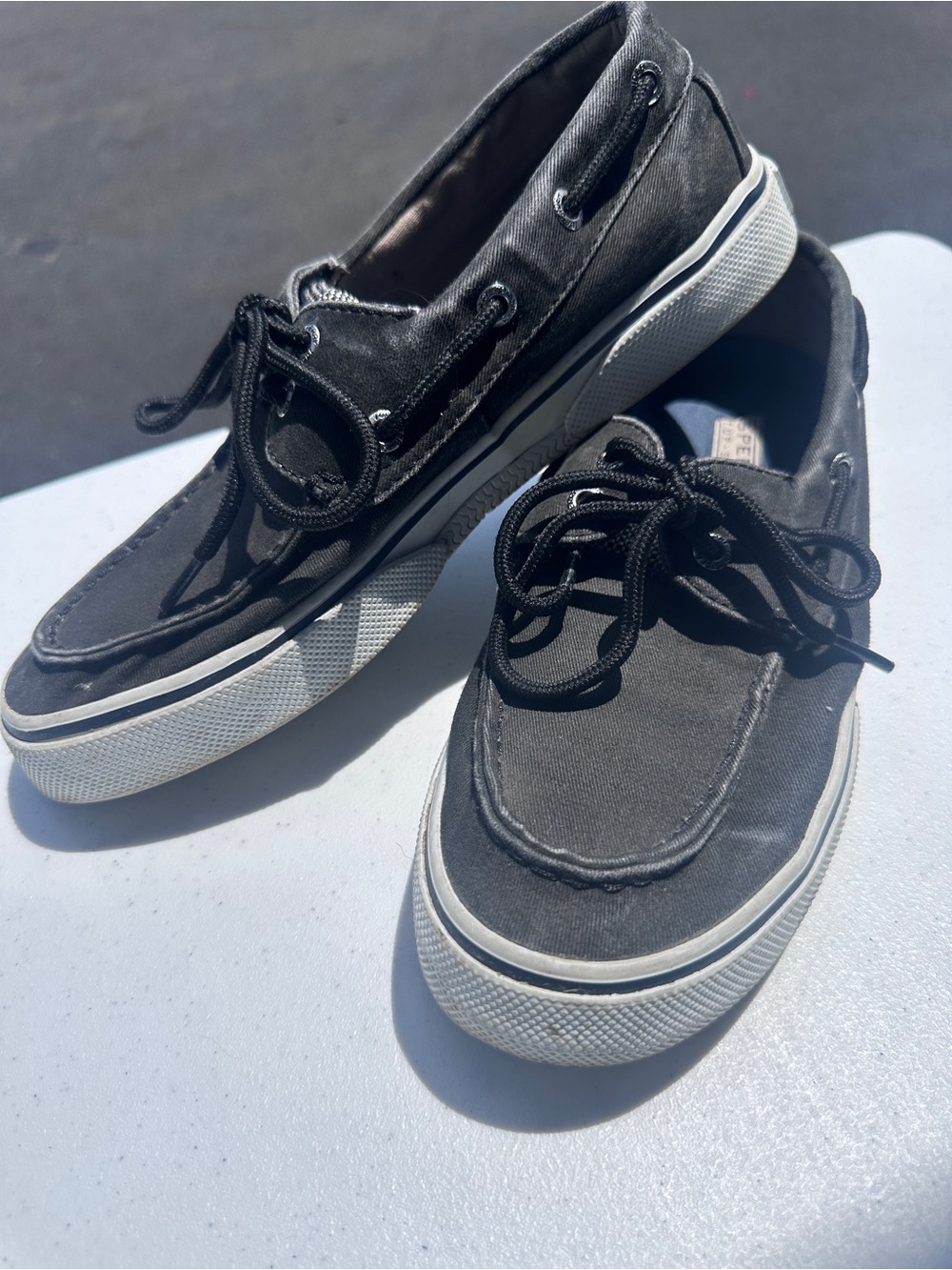 Sperry Men’s Black Canvas Lace-Up Boat Shoes
